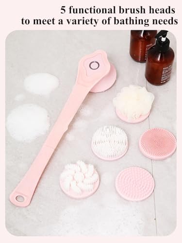 Electric Body Brush for Shower, Rotating Back Scrubber, Waterproof Rechargeable, Deep Cleansing