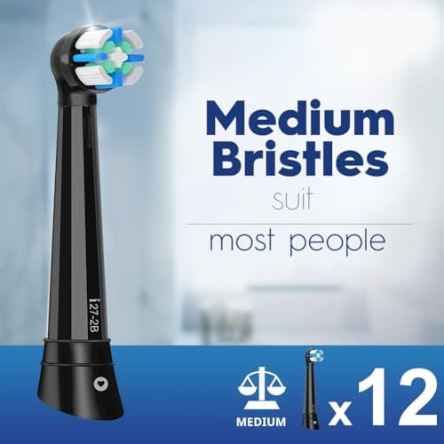 12 Pack Smart Cleaning IO Replacement Heads Compatible with Oral B iO 2 3 4 5 6 7 8 9 10 Series Electric Toothbrush, Brush Heads Compatible with Oral B iO Electric Handles (Black/White)