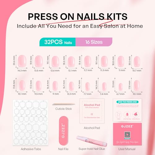 Spring Press on Nails Butter Yellow - GJZEZ Soft Gel False Nails, Short Round Manicure for Women, Salon Looking Comfort Fits Stick on Nails | 16 Sizes - 32 pcs Reusable Nail with Glue, Lemon Chiffon