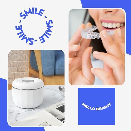 Ultrasonic Retainer Cleaner Machine for Invisalign, Aligner, Night Guard, Denture, Whitening Tray, Mouth Guard and Toothbrush Head - Dental UV Ultrasonic Cleaner Pod [no UV Light]
