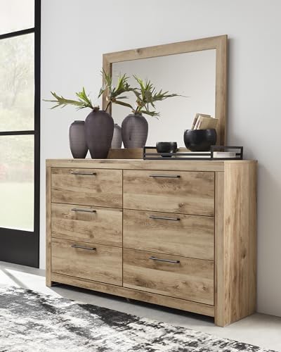 Signature Design by Ashley Hyanna Mid-Century Modern 6 Drawer Dresser, Light Brown & Beige