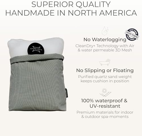BADESOFA® Luxury Bath Tub Pillow for Feet | Premium-Quality Materials | Comfortable & Quick-Drying | Washable Bath Cushion in Ivory Pearl | Home Spa Accessories | Universal Fit for Any Bathtub