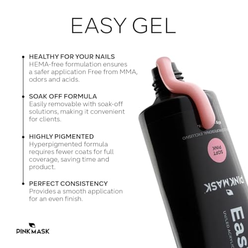 PINKMASK Easy Gel 1oz 30g-Cover Pink, Professional Builder Enhancement Gel-Quick Nail Extension for Beginner DIY, Nail Strengthener-Long Lasting-Salon Quality-Thickening Solution