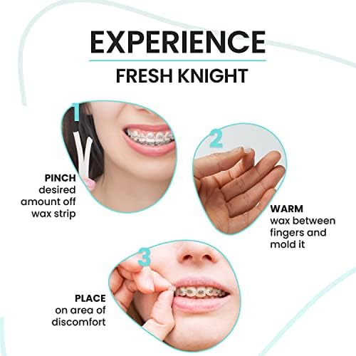 Braces Wax White 10 Pack. Dental Wax for Braces & Aligners, Unscented & Flavorless - 50 Premium Orthodontic Strips Food Grade Fresh Knight