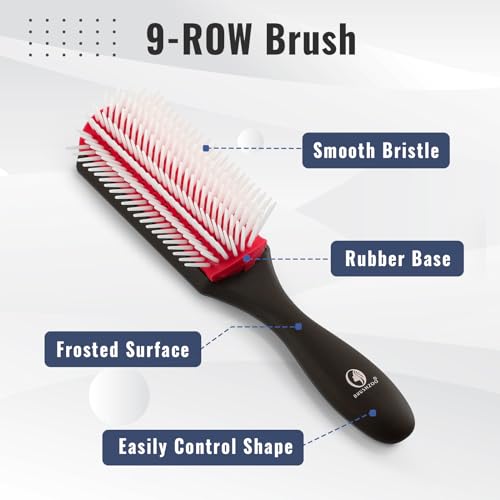 Hair Brush Set, Detangler Brush for Natural 3/4abc Curly Hair, Hair Brushes for Women Men Kids Detangling Styling with Spray Bottle