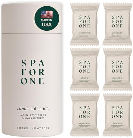 Aromatherapy Shower Steamers Made in USA with Natural Essential Oils - Relaxation and Luxury Self Care Birthday Gifts for Women and Men - Variety 6 Pack