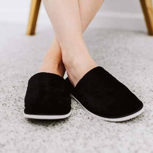 MODLUX Spa Slippers, 6-12 Pairs Cotton Velvet Closed Toe Disposable Slippers for Guests with Travel Bags, House, Indoor, Bathroom, Bedroom, Hotel, Bride Slippers