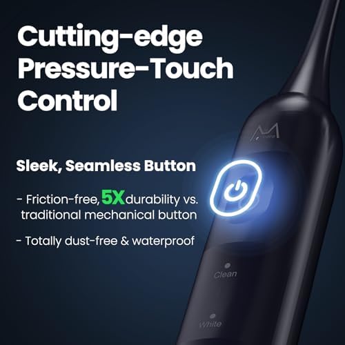 Sonic Electric Toothbrush for Adults Teens: 180 Days Battery Life, 48000VPM Motor 5 Cleaning Modes 2 Min Smart Timer 4 Quality Replacement Heads IPX8 Durable Rechargeable Travel Toothbrush