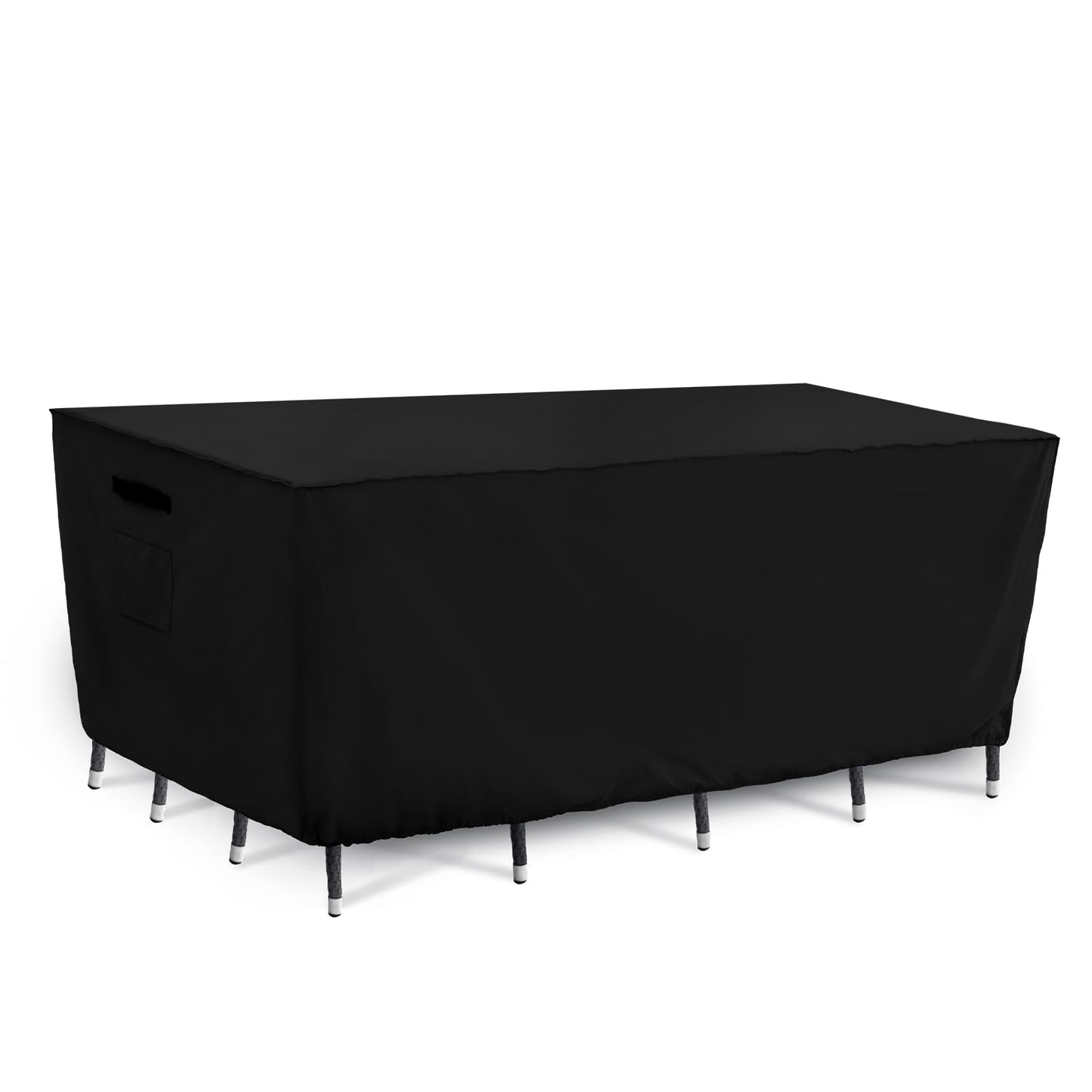 Tempera Patio Furniture Cover,Outdoor Table And Chair Covers Waterproof, Outdoor Dining Set Cover,Heavy Duty Rectangle Patio Furniture Covers,128''L x 82''W x 27.8''H,Black