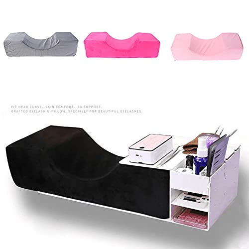 HOKY, Lash Pillow Neck Support Eyelash Pillow Soft Grafting Eyelashes Memory Foam Eyelash Extension Pillow With Pocket Makeup Salon (Pink)