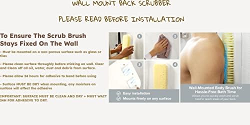 Wall Mounted Back Scrubber for Shower - Large Exfoliating Brush for Shower - Bathing Scrub Brush - Hands-Free Back Brush & Body Scrubber - Shower Accessories - 7.9x11.9in in-Shower Scrubber for Body