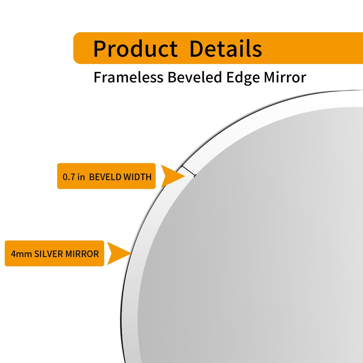 KOHROS Frameless Round Bathroom Mirror for Over Sink 24" x 24" Circle Mirror Beveled Edge Wall Mirror for Bathroom Vanity Entryway Bedroom