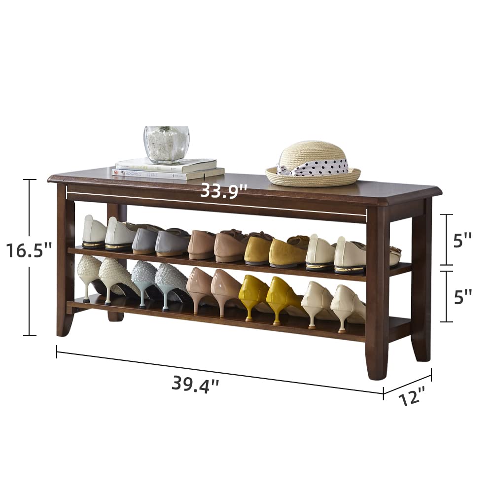 LEILISI Shoe Bench, Solid Wood Shoe Rack Bench Simple Style Shoe Storage Bench for Entryway Hallway Living Room and Corridor (39.4")