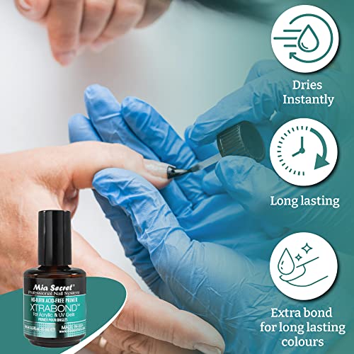 Mia Secret 2PCS No Burn Acid Free Primer Xtra Bond Acrylic Uv Gel 0.5 Fl Oz…