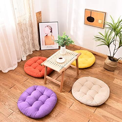 HIGOGOGO Round Solid Floor Pillow, Tufted Meditation Pillow for Seating on Floor Thick Seat Cushion Meditation Cushion for Yoga Living Room Sofa Balcony Outdoor, Purple, 22x22 Inch