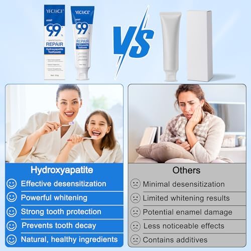 9.9% Hydroxyapatite Toothpaste, (2PCS) Nano Hydroxyapatite Toothpaste for Enamel Protection and Tooth Strengthening, Gentle Mint, Fresh Breath, Daily Use for Oral Health