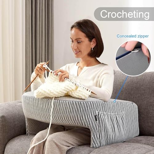 cooloo8 Reading Pillow for Lap, Extra Large Arm Rest Pillow for Adult, Memory Foam Lap Desk Pillow for Reading, Working, Crocheting, Playing Steam Deck Switch or Sitting in Bed Couch(Ash Grey)