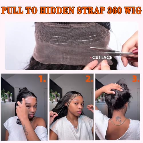 30 Inch 360 Lace Front Wigs Human Hair Invisi Strap Body Wave HD Lace Front Wigs Human Hair Pre Plucked Drawstring 360 Frontal Glueless Wigs for Women 180 Density Full Lace Wig