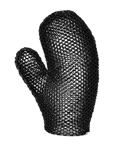 Supracor Stimulite Bath Mitt - Exfoliating Glove, Honeycomb Face and Body Scrubber, Spa and Shower Loofah, Firm Texture, Black