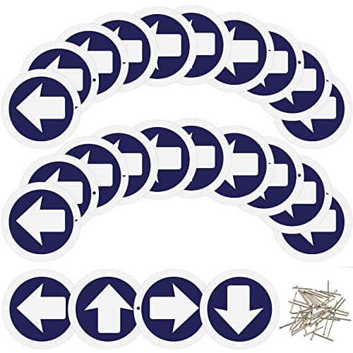 Amylove 24 Pieces Bright Reflective Trail Markers Round Bin Marker with Reflective Tacks Aluminum Signs Thumb Tacks for Hunting Hiking Camping and More (Blue)