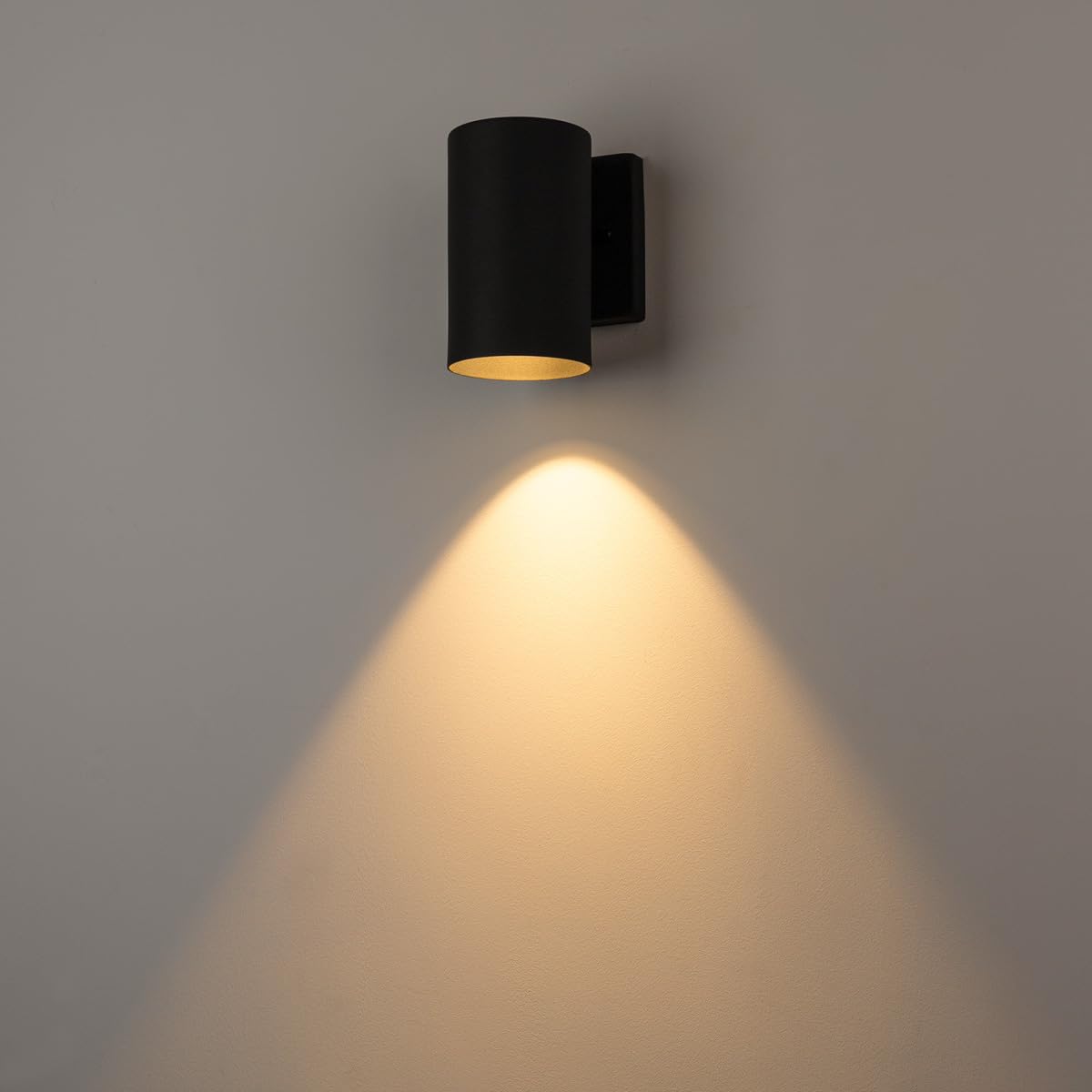 mirrea 7" Modern Outdoor Porch Wall Light with 5W LED GU10 Replaceable Bulbs in Matte Black Aluminum Cylinder Downlight Outside Sconce Pack of 2