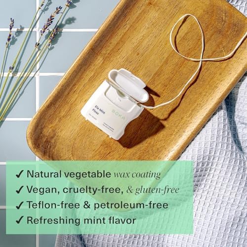 Boka Ela Mint Woven Dental Floss, Made from Natural Vegetable Wax, Teflon-Free and Petroleum-Free, 30 Yards of Waxed Floss (Pack of 3)