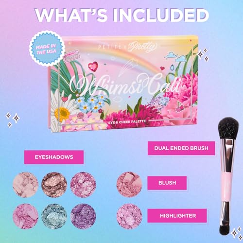 Petite ’N Pretty WhimsiCali Eyeshadow & Cheek Makeup Palette Kit for Kids, Tweens & Teens - Natural, Clean, Non-toxic - Made in USA
