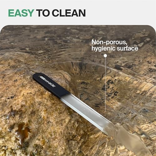 GERMANIKURE Czech Crystal Glass Nail File 3 Pack in Suede Leather Case - Professional Manicure & Pedicure Products for Smooth Easy Shaping of Natural Nails