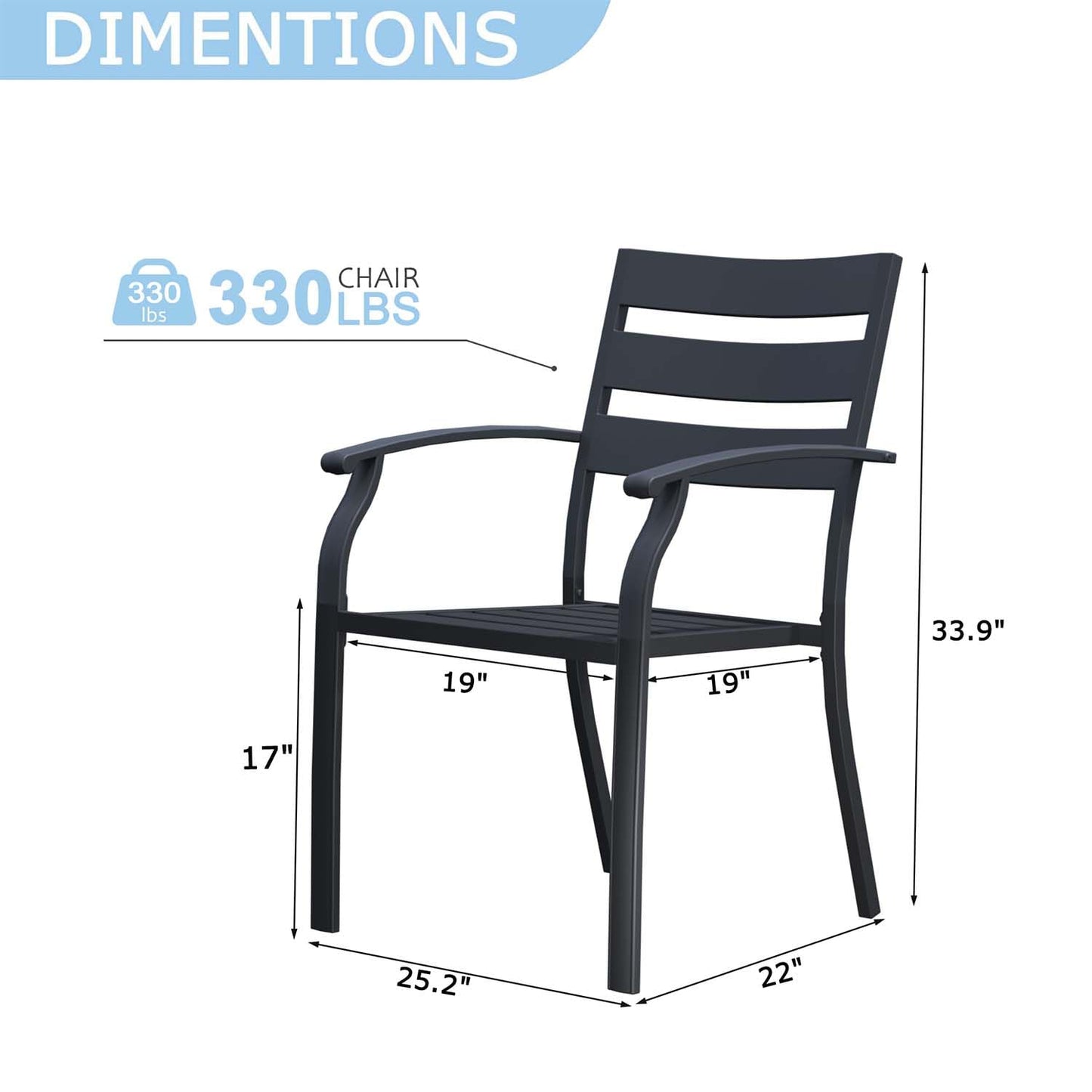 Puntogen Metal Patio Chairs Set of 4, Stackable All-Weather Outdoor Metal Chair, Wrought Iron Patio Chairs with Armrest, Outdoor Dining Chairs for Garden, Poolside, Backyard, Black