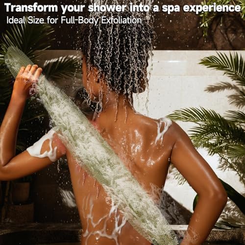 SubSahara Authentic African Net Sponge - 2 Pieces Exfoliating Scrubber for All Skin Types, Bath Sponge for Face & Body, Travel Portable, Durable, Gentle Exfoliation (Olive Green & Light Green)