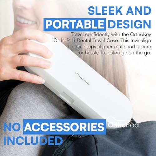 OrthoKey OrthoPod Dental Travel Case - Secure Storage for Aligners, Retainers, and Invisalign - Convenient Toothbrush and Toothpaste Holder - Clear Removable Grabber - Sterile Storage