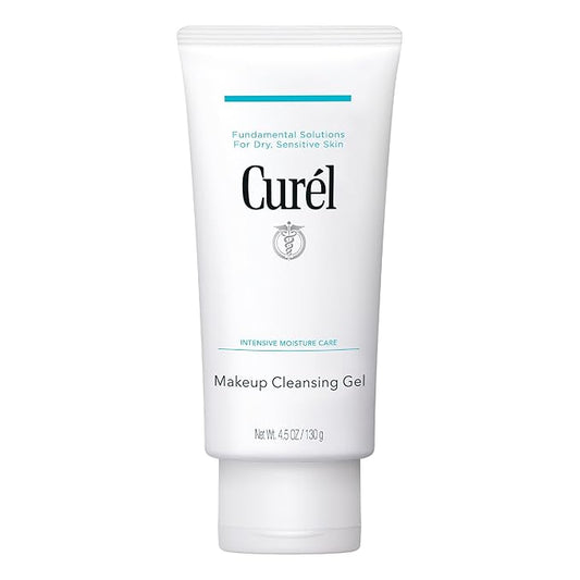Curel Japanese Skin Care Makeup Cleansing Gel, Waterproof Eye Makeup Remover, Face Wash for Dry, Sensitive Skin, pH Balanced, Fragrance & Alcohol Free Facial Cleanser, Step 1 of 2, 4.5 Fl Oz