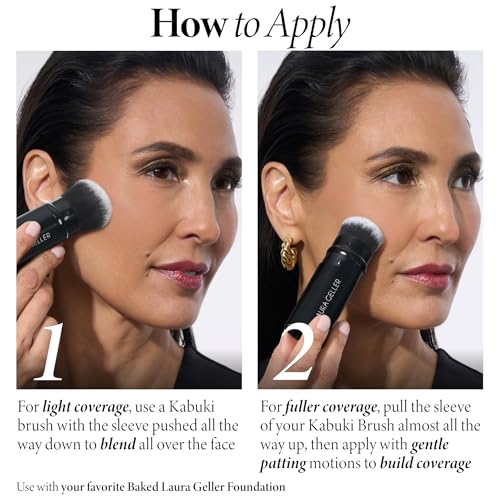 LAURA GELLER NEW YORK Laura's Must-Haves Kit 3pc: Baked Balance-n-Brighten Powder Foundation, Golden Medium + Spackle Skin Perfecting Makeup Primer, Hydrate + Airbrush Round Kabuki Brush