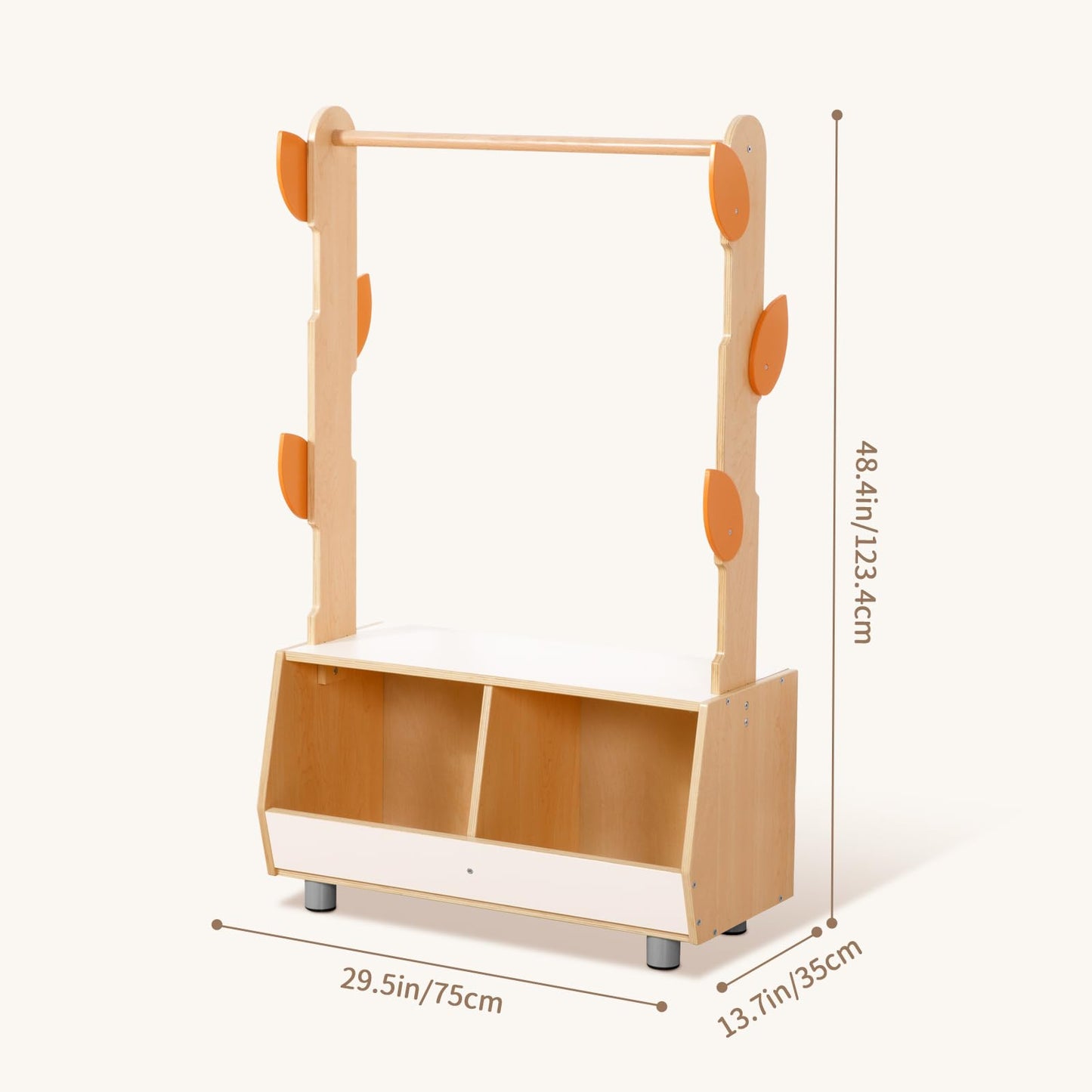 OOOK Tree Kids Dress Up Rack, Dress Up Storage for Toddlers, Kids' Costume Organizer Center with Storage Cabinet, Suitable for Children's Room, Living Room, Playroom and Daycare Centers.