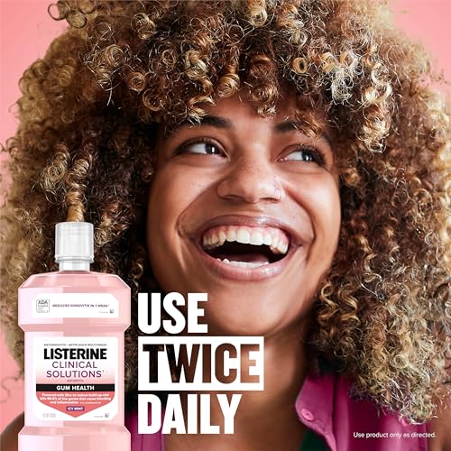 Listerine Clinical Solutions Gum Health Antiseptic Mouthwash, Antigingivitis & Antiplaque Oral Rinse Helps Prevent Buildup & Kills Germs for Healthier Gums, ICY Mint, Twin Pack, 1 L, 2 Pack