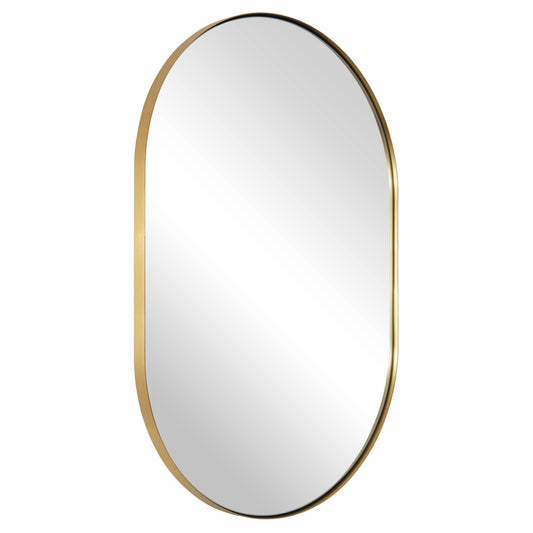 ANDY STAR Oval Bathroom Mirror, 20x33’’Oval Gold Mirror Stainless Steel Metal Frame Mirror for Bathroom, Entryway, Living Room, Contemporary 1" Deep Set Design Wall Mount Hangs Vertical or Horizontal