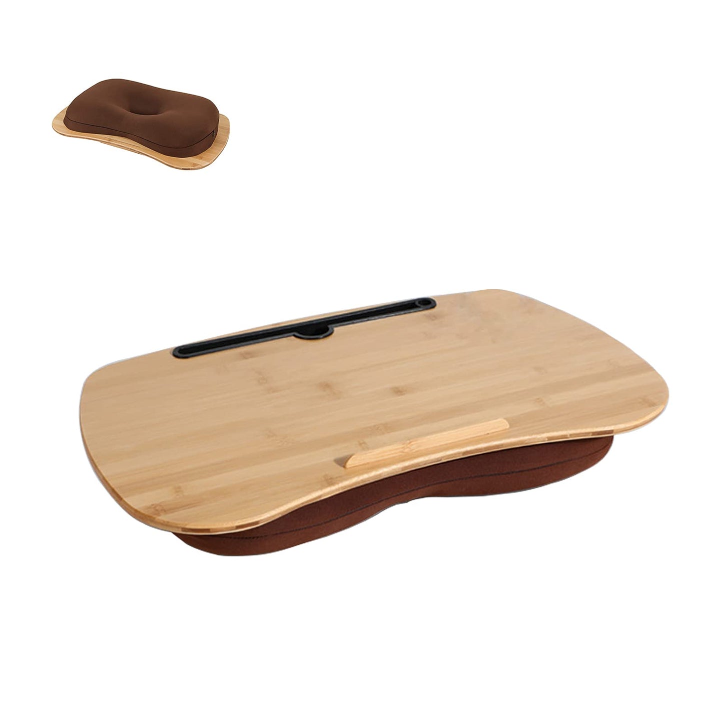 SUMISKY Lap Desk-Portable Laptop Table with Cushion Bamboo Platform Phone Holder L(21.6"x13.8")