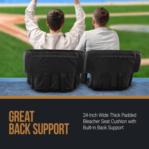 Home-Complete Stadium Seat Chair- Wide Bleacher Cushion with Padded Back Support, Armrests, 6 Reclining Positions and Portable Carry Straps