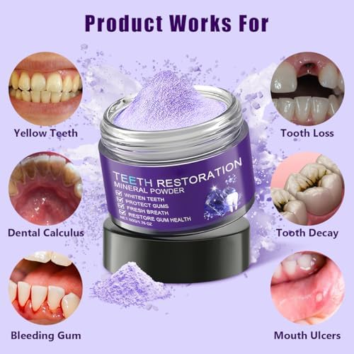2PCS Teeth Restoration Mineral Powder,Mineral Tooth Powder,Teeth Whitening Mineral Powder, Effective in Strengthening Teeth and Gums, Dental Restoration Mineral Powder, Fresh Breath for Daily Use 50g