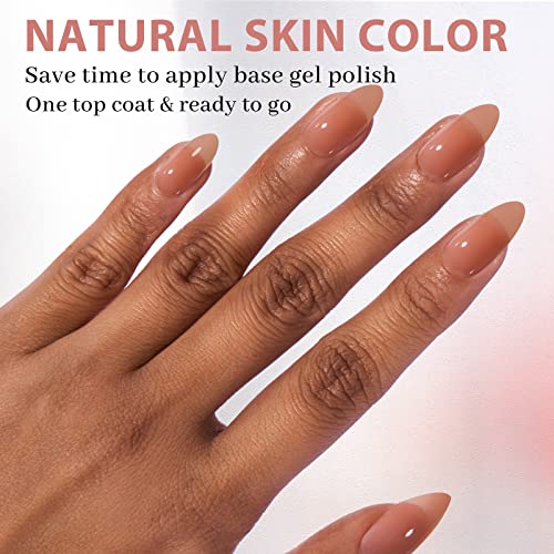 BTArtbox Almond Nail Tips - Brown Soft Gel Nail Kit with 150 pcs Medium Fake Nails, Gel Nail Glue, Top Coat, Nail Lamp, Pre-colored Press on Nails for Nail Art