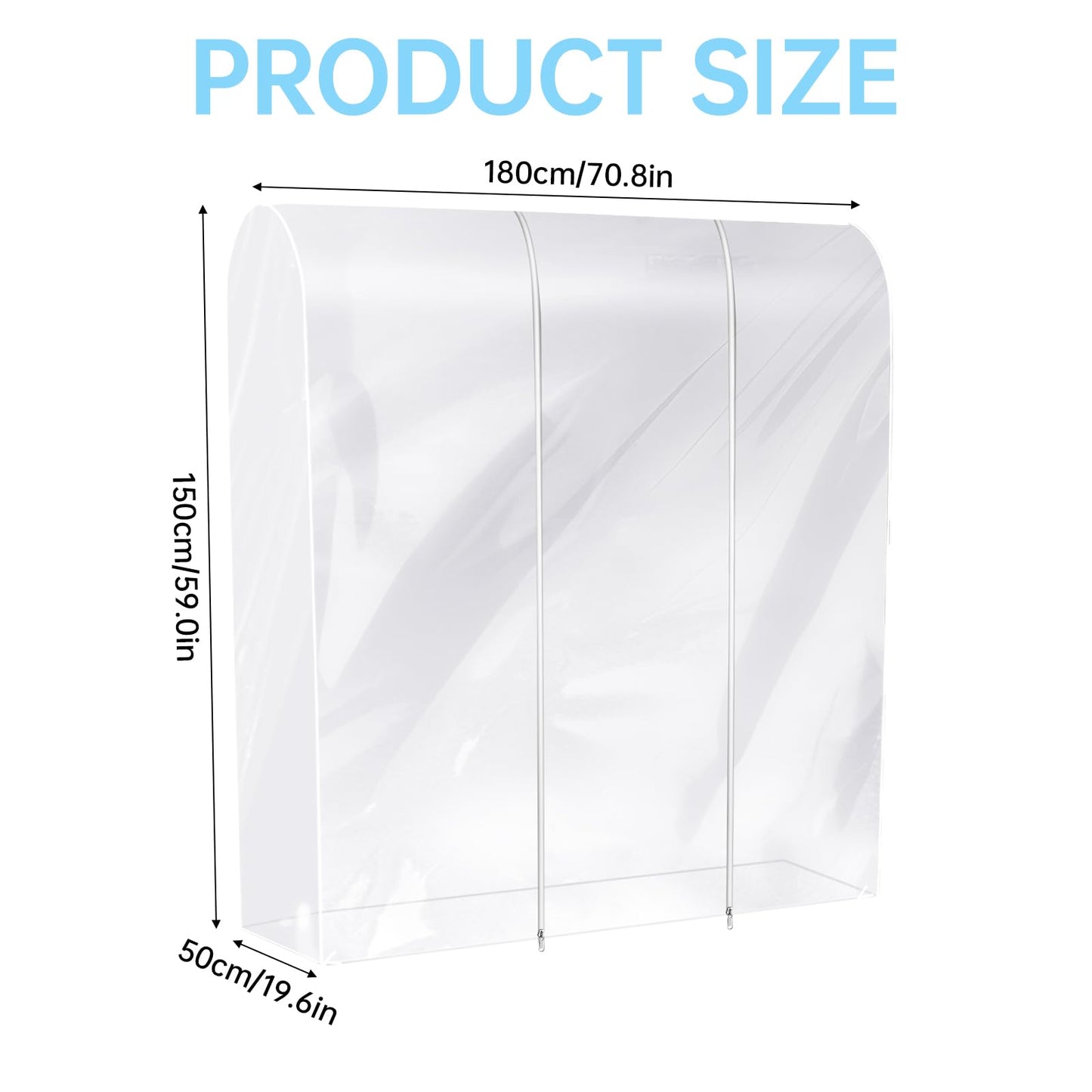 Clear Clothes Rack Cover 6Ft Garment Rack Cover Transparent Clothing Rack Cover With 2 Durable Zipper Waterproof Protector for Garment Rack (71"L x 20"W x 60"H, Rack Not Included)