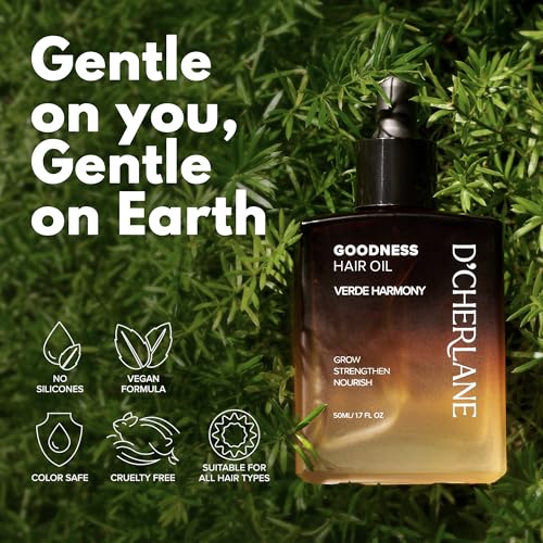 D'Cherlane Goodness Hair Oil – Hair Growth & Deep Scalp Treatment with Rosemary, Argan, Castor, & Coconut Oils For All Hair Types - Verde Harmony Edition