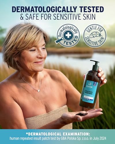NEW 2025 Psoriasis Shampoo with Salicylic Acid – Natural Treatment for Dry, Itchy, Flaky, Red Scalp with Peat & Menthol. Promotes Hair Strength & Growth 8.45 fl oz