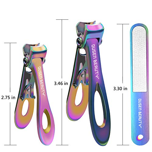 Nail Clippers for Thick Nails, Extra Wide Jaw Opening Nail Cutter for Hard Toenail, Stainless Steel Fingernail Big Toenail Trimmer with Nail File 3 Pcs Set for Large Toe Nail Seniors & Men & Women