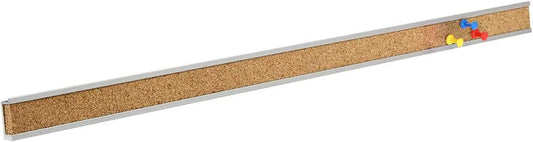 Corksidol Bulletin Bar Strip, Cork Board, Cork Strip, 24" x 1", Classroom, Office, Walls, Cubicle, Aluminum Frame, 1 Pack, Silver
