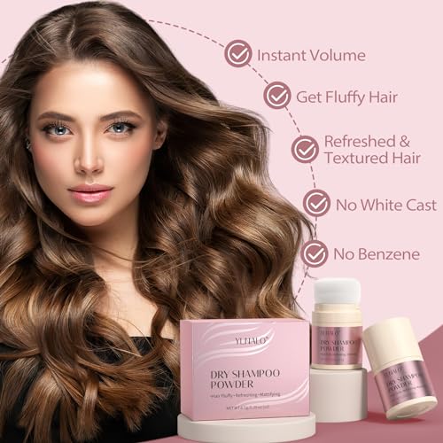 YLNALO Dry Shampoo Powder 2 Packs, Mattifying Root Fuller Looking Refreshing Hair,Non-aerosol, No White Cast, Travel Size Dry Shampoo Suitable for Women and Men,0.58Oz