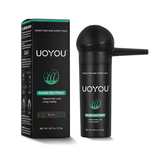 BLACK Hair Fibers for Thinning Hair 27.5g Bottle with Applicator | Undetectable & Natural Keratin Hair Fibers Concealer for Hair Loss for Men and Women | Hair Building Fibres Powder [BLACK Hair Fiber]