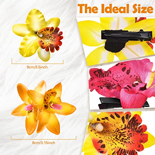 Jexine 18 Pcs Flower Hair Clip for Women Hawaiian Artificial Hibiscus Flower Hair Pins Big Double Chiffon Tropical Flower Hair Summer Accessories for Bridal Wedding Accessory Hair Clip Hair Barrette
