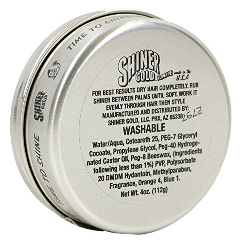 Shiner Gold Pomade | Strong Hold | High Shine | Water-based | Coconut Scent, 4oz