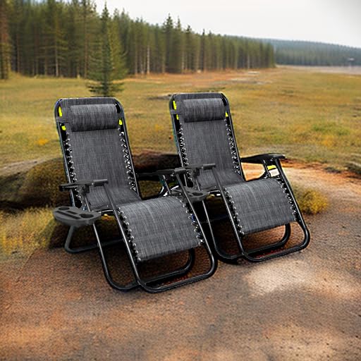 Flamaker Patio Zero Gravity Chair Outdoor Folding Lounge Chair Recliners Adjustable Lawn Lounge Chair with Pillow for Poolside, Yard and Camping (Grey)